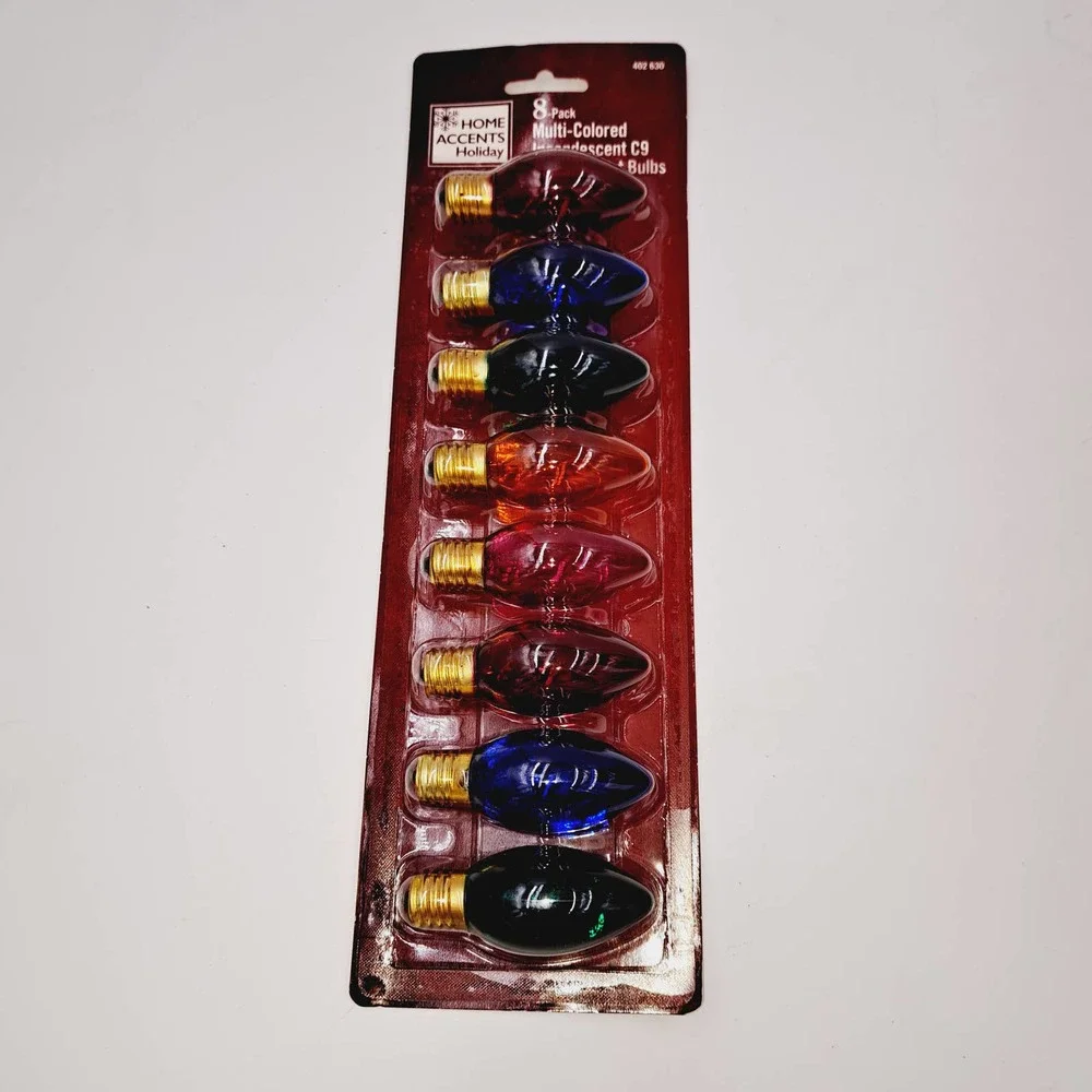 Home Accents Holiday 8 pk. Multi-colored Incandescent C9 replacement bulbs case